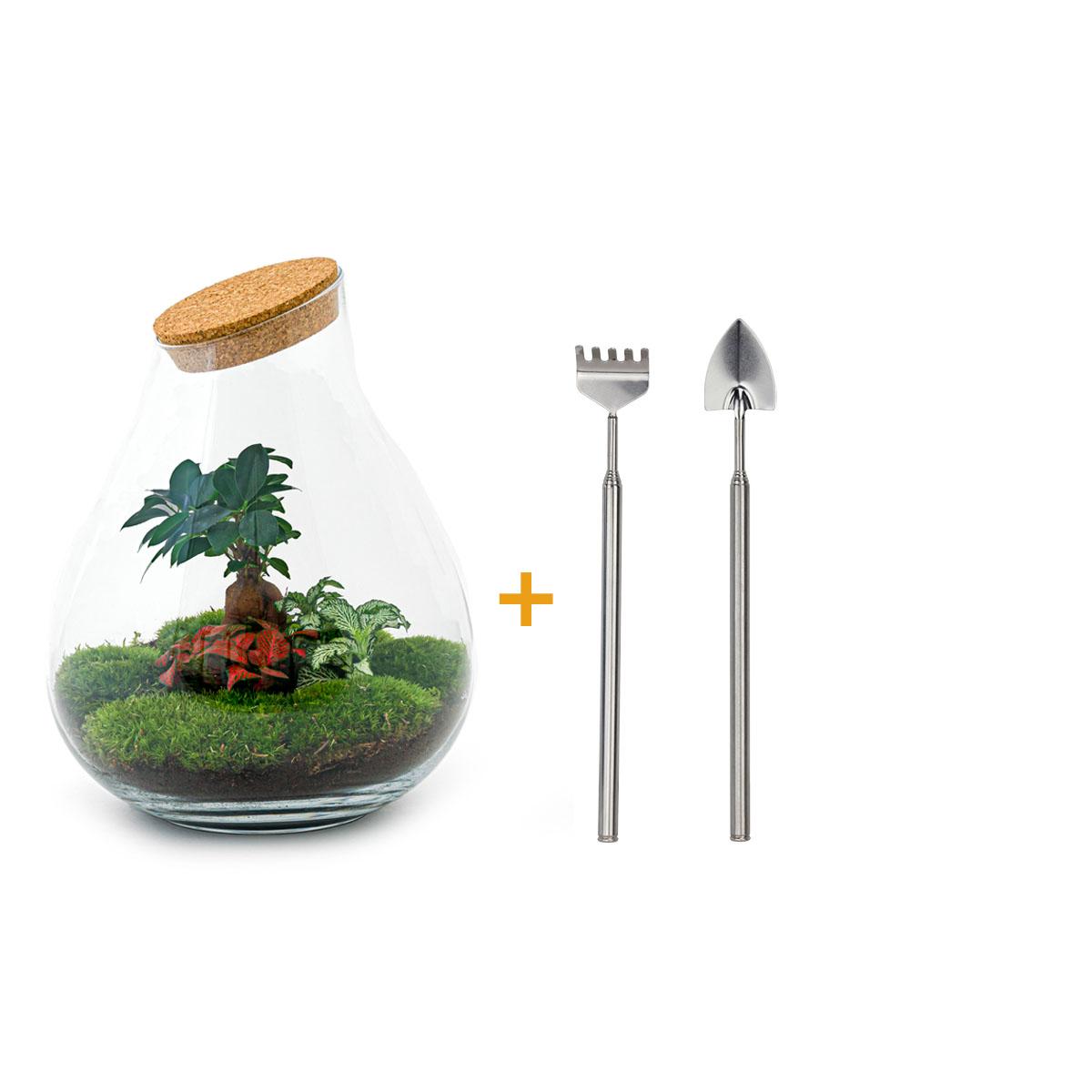 Flaschengarten - Drop XL - 37 cm - Rechen + Schaufel