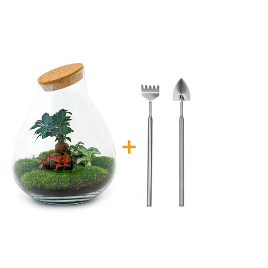 Flaschengarten - Drop XL - 37 cm - Rechen + Schaufel