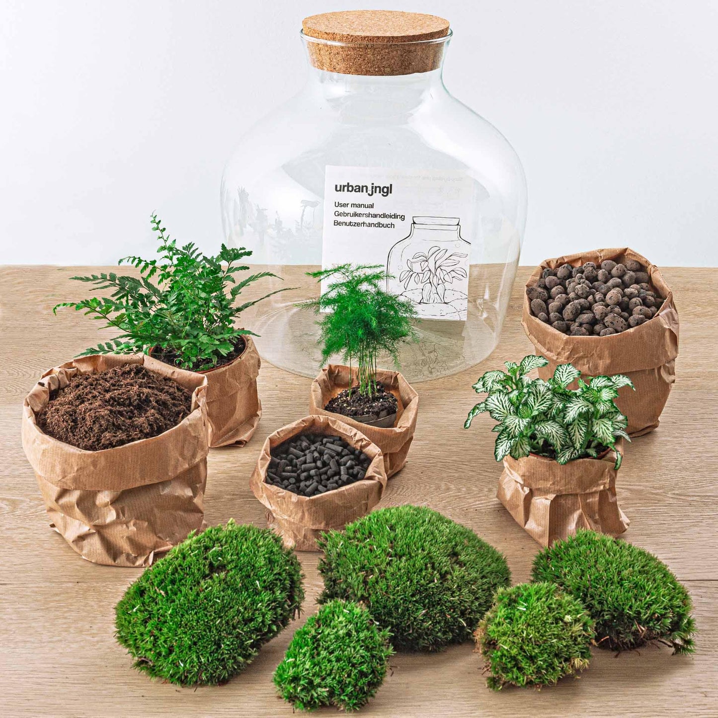 Flaschengarten - Fat Joe grün - 30 cm - Rechen + Schaufel + Pinzette + Schere